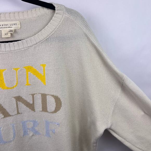 Saltwater Luxe Sun Sand Surf Sweater, Cream, 100% Acrylic Beach Coastal Pullover - Picture 7 of 14